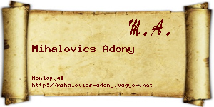 Mihalovics Adony névjegykártya
